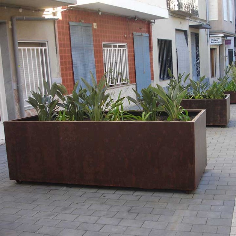 Jardinera rectangular en acer corten